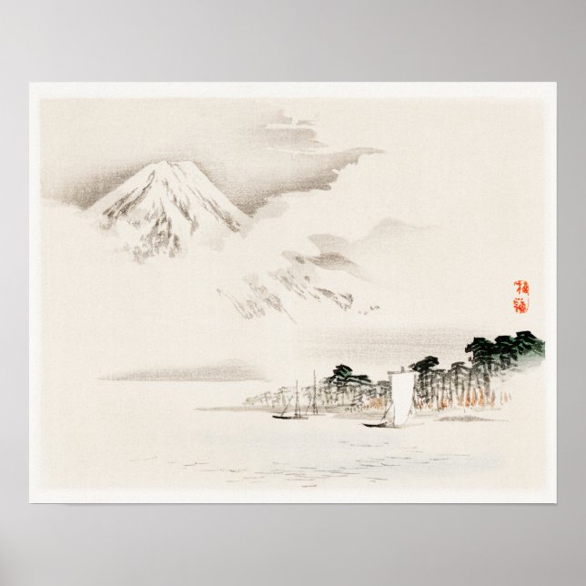 Póster Vista del Monte Fuji por Kōno Bairei (1844-1895) (Frente)
