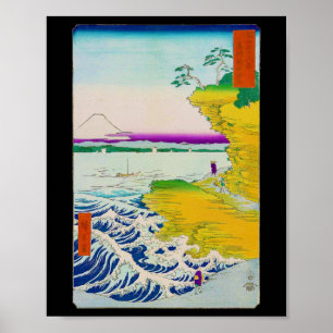 Póster Vista del monte Fuji y la costa, Hiroshige, Ukiyo-