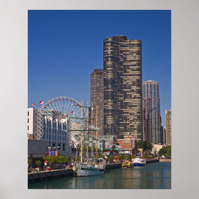 Póster Vista del muelle naval de Chicago (Frente)