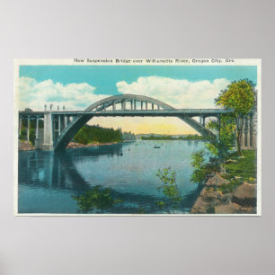 Póster Vista del nuevo puente colgante