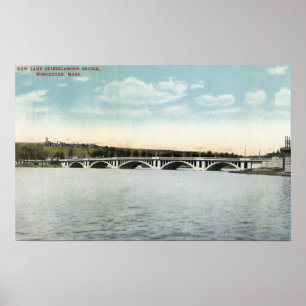 Póster Vista del nuevo puente de Quinsigamond del lago