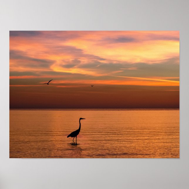 Póster Vista del océano al atardecer (Frente)