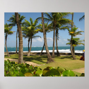 Póster Vista del Océano Caribe a Puerto Rico - Artby Gali