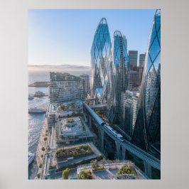 Póster Vista del océano de la ciudad futurista de San Fra