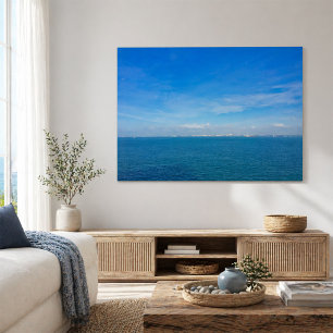 Póster Vista del océano estrecho de Singapur con barcos d