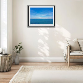 Póster Vista del océano estrecho de Singapur con barcos d