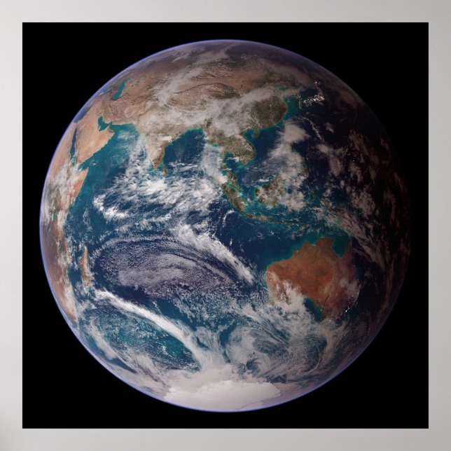 Póster Vista del Océano Índico Planeta Tierra de la NASA (Frente)