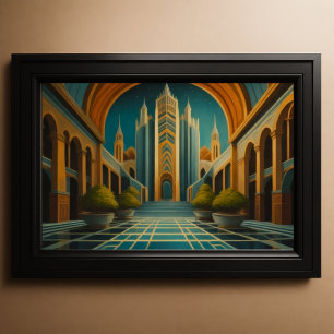 Póster Vista del paisaje urbano Colores silenciados Estil