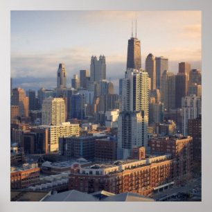 Póster Vista del paisaje urbano con luz fantástica