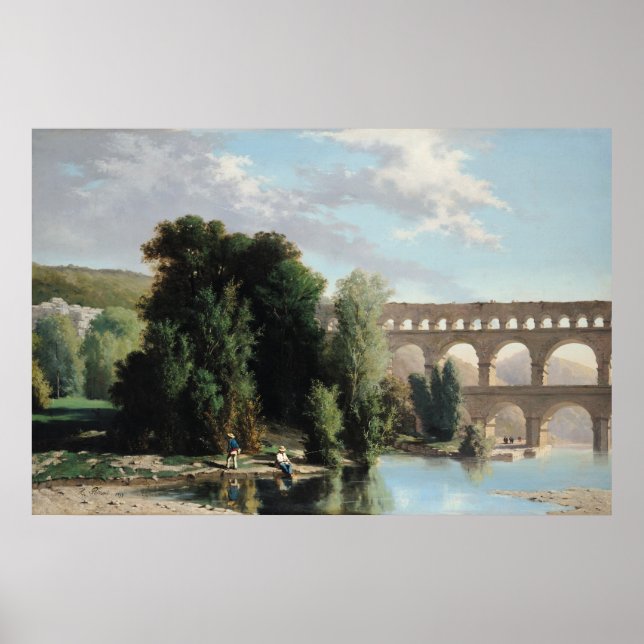 Póster Vista del Pont du Gard, 1859 (Frente)