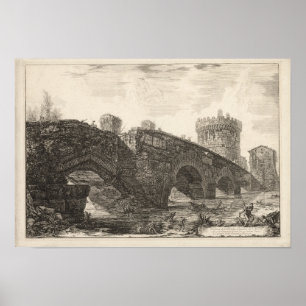 Póster Vista del Ponte Lugano en el Anio, Piranesi