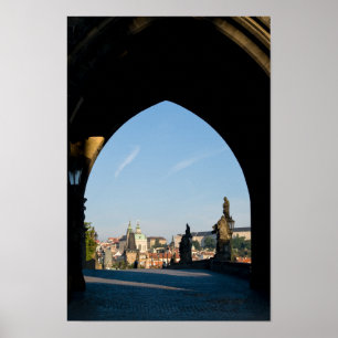 Póster Vista del puente Charles en Praga