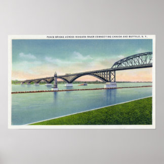Póster Vista del Puente de la Paz sobre el Río Niagara