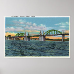 Póster Vista del puente del río de Siuslaw