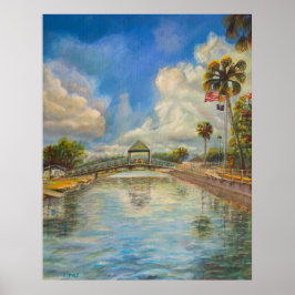 Póster Vista del puente peatonal desde el lago