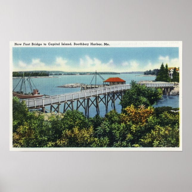 Póster Vista del puente peatonal nuevo de la isla capital (Frente)
