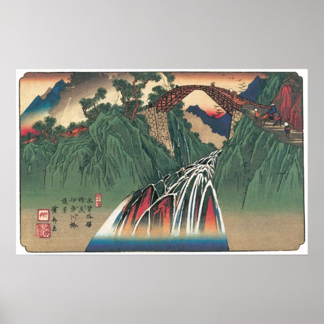 Póster Vista del puente sobre el río Ina, Nojiri por Hiro (Frente)