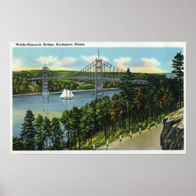Póster Vista del puente Waldo-Hancock (Frente)