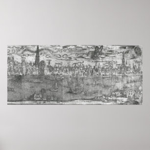 Póster Vista del puerto de Amberes