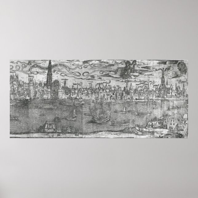 Póster Vista del puerto de Amberes (Frente)