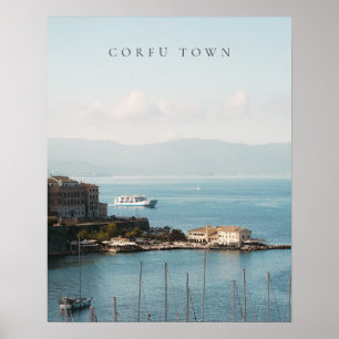 Póster Vista del puerto de la ciudad de Corfú