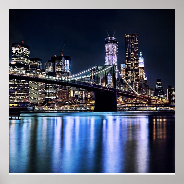 Póster Vista del reflejo del puente de Brooklyn de Nueva  (Frente)