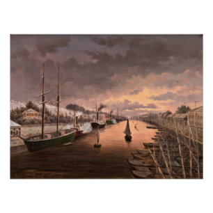 Póster Vista del río Aura en Turku