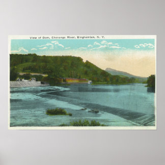 Póster Vista del río Chenango y la presa