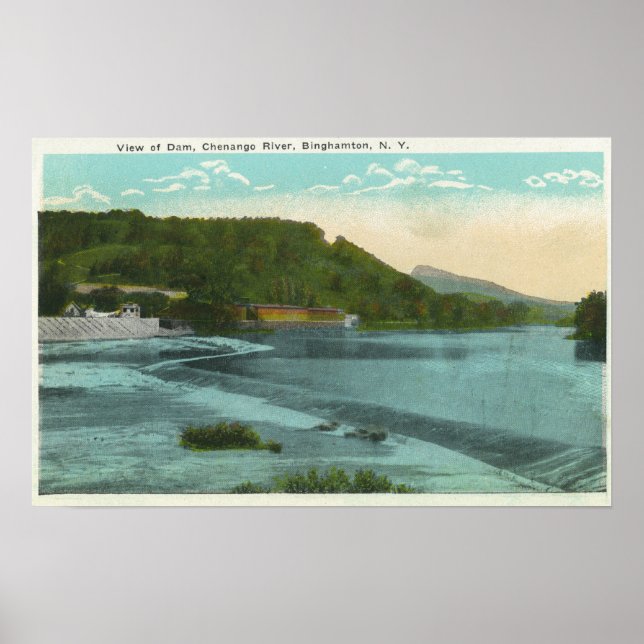Póster Vista del río Chenango y la presa (Frente)