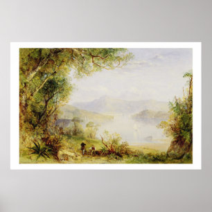 Póster Vista del río Hudson, c.1840-45 (petróleo en panel