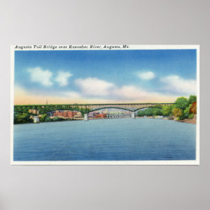 Póster Vista del río Kennebec del puente peatonal de Augu