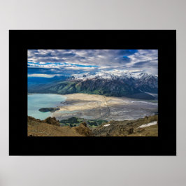 Póster Vista del río Slims y la montaña