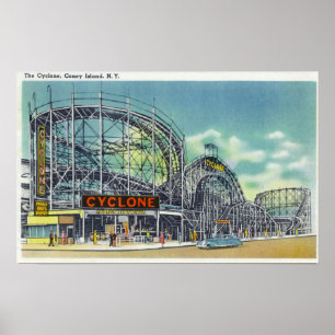 Póster Vista del roller coaster del ciclón # 2