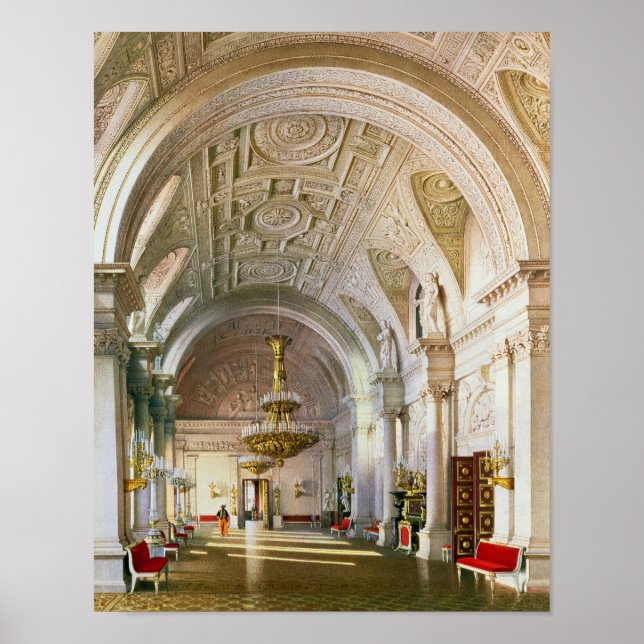 Póster Vista del Salón Blanco en el Palacio de Invierno (Frente)