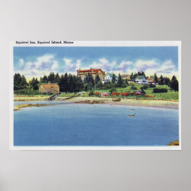 Póster Vista del Squirrel Inn en la isla de Squirrel (Frente)