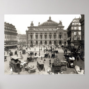 Póster Vista del teatro de la ópera de París, 1890-99