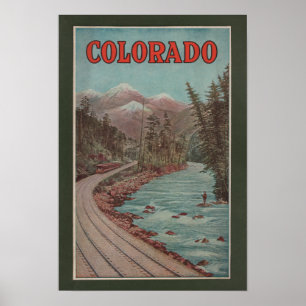 Póster Vista del tren junto al río - Afiche de viaje