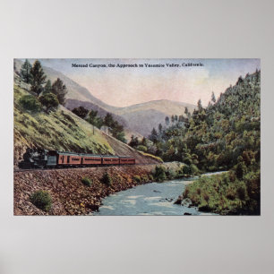 Póster Vista del tren que entra en el valle de Yosemite