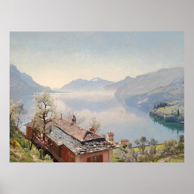 Póster Vista desde Bellagio sobre el lago Como - 1920 | V (Frente)