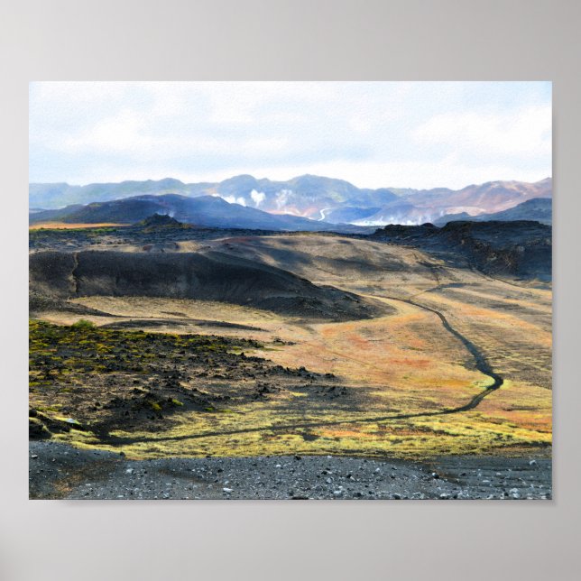 Póster Vista desde el volcán Hverfjall, Islandia (Frente)