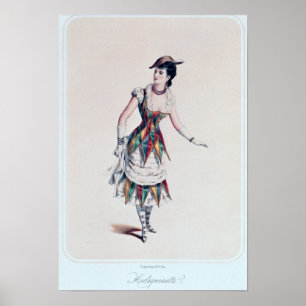 Póster Vista el diseño para un harlequin femenino, c.188