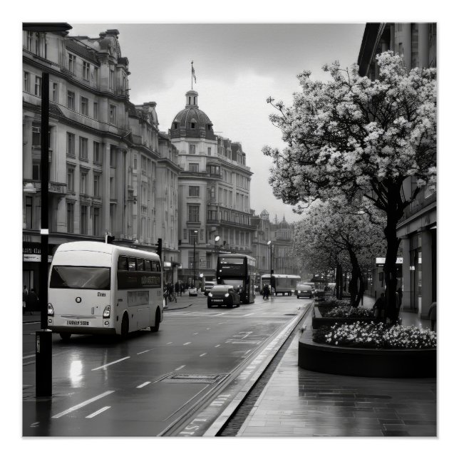 Póster Vista elegante de la calle (Anverso)