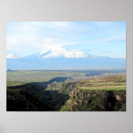 Póster Vista en la montaña Ararat desde el lado armenio