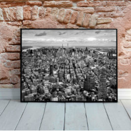 Póster Vista en Nueva York en blanco y negro desde arriba