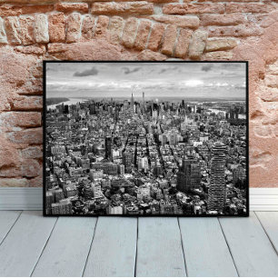 Póster Vista en Nueva York en blanco y negro desde arriba