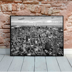 Póster Vista en Nueva York en blanco y negro desde arriba