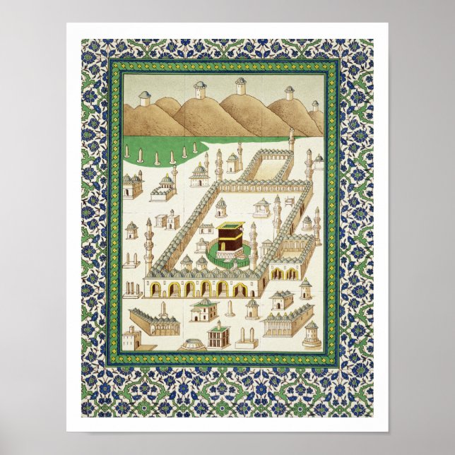 Póster Vista esquemática de La Meca, mostrando los qua'ba (Frente)