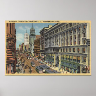 Póster Vista este de la calle del mercado desde Powell St