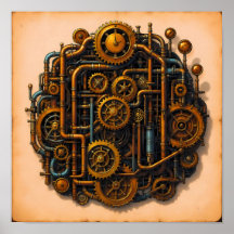 Vista Explosión de Partes Steampunk Papel pintado/