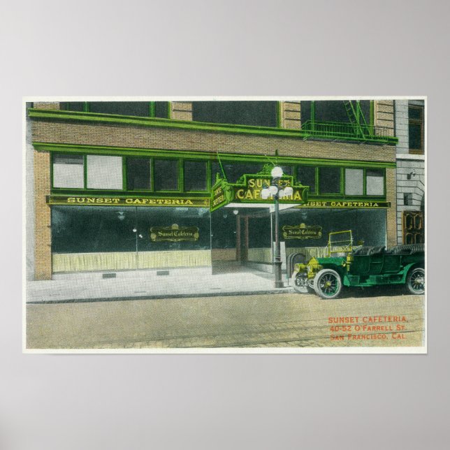 Póster Vista exterior de la cafetería Sunset (Frente)